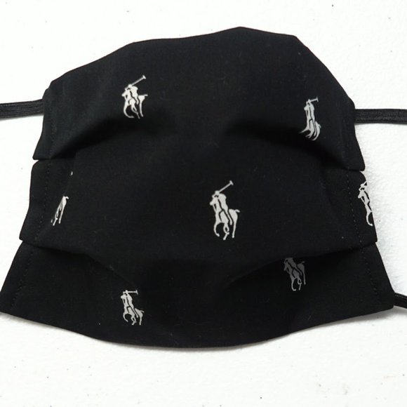 Face Mask Black w White Pony Handmade Two Sizes - Picture 2 of 4